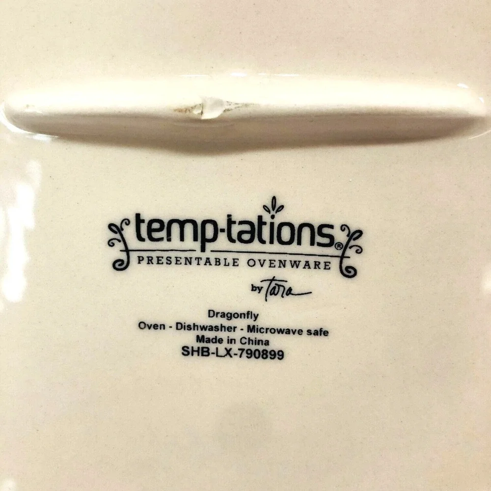 Temptations By Tara Dragonfly Platter 18x10 Double Handles Oven Safe QVC Retired